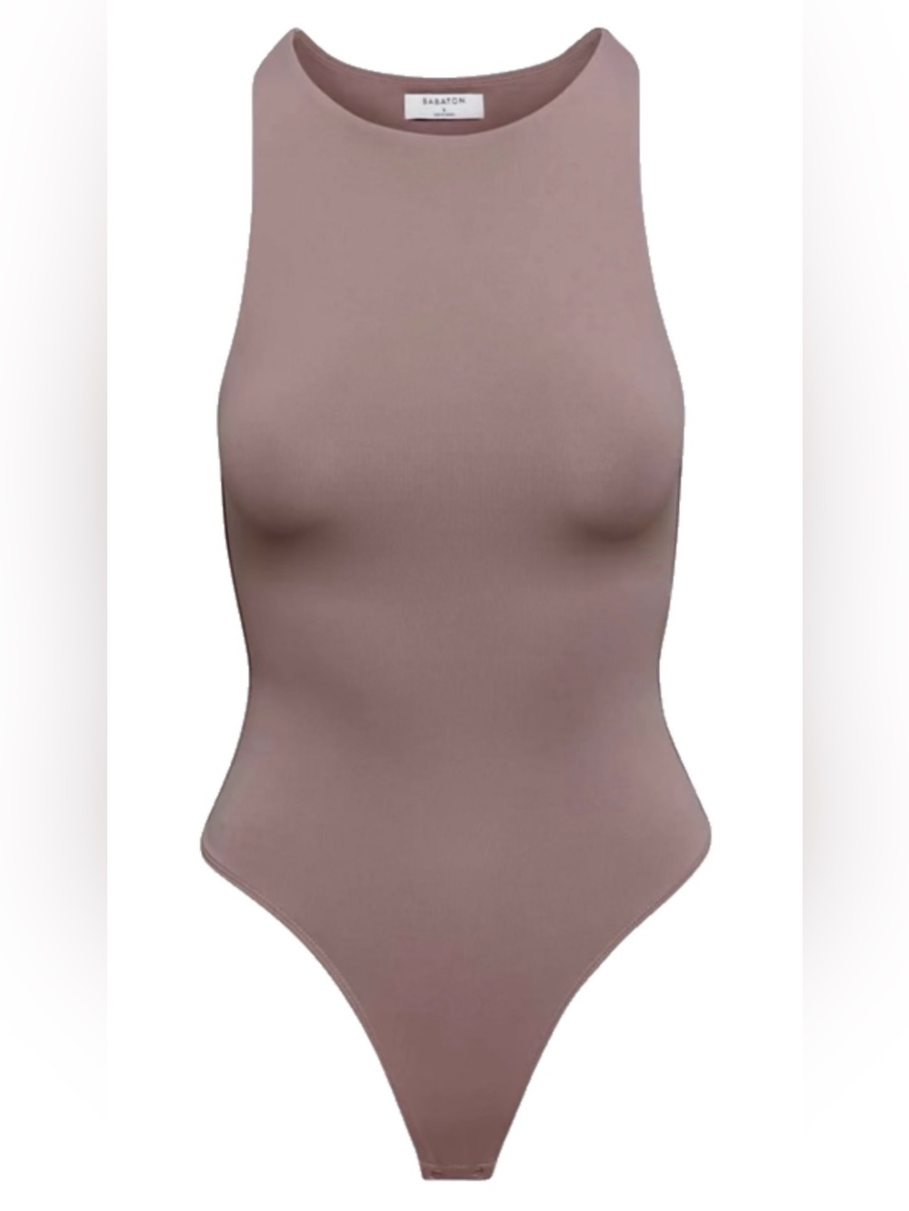 Aritzia Babaton Sleek 90s Contour High Neck Bodysuit Tank Taupe Mauve